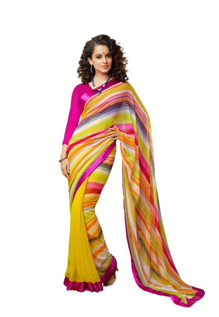 Mizzoli Multi Pure Georgette Printed Saree