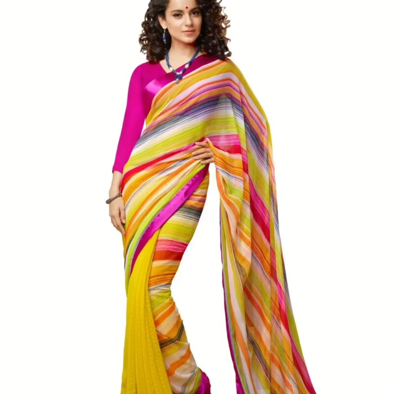 Mizzoli Multi Pure Georgette Printed Saree