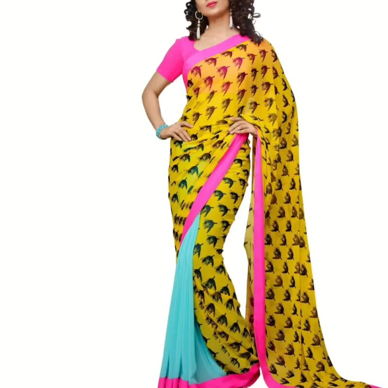 Mizzoli Multi Printed Georgette Saree
