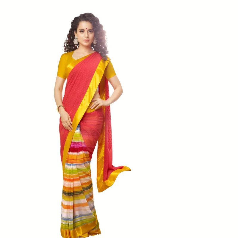 Mizzoli Multi Printed Georgette Saree