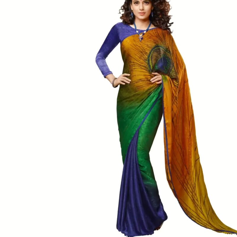 Mizzoli Multi Printed Georgette Saree