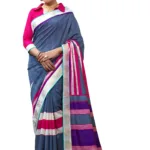 Mizzoli Grey Silk Cotton Printed Saree