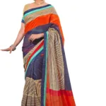 Mizzoli Grey Silk Cotton Printed Saree