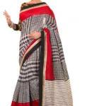 Mizzoli Grey Silk Cotton Printed Saree