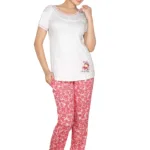 Town Girl-Solid Colour Top Spiral Design Pyjama Night Suit