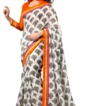 Mizzoli Off White Silk Cotton Printed Saree