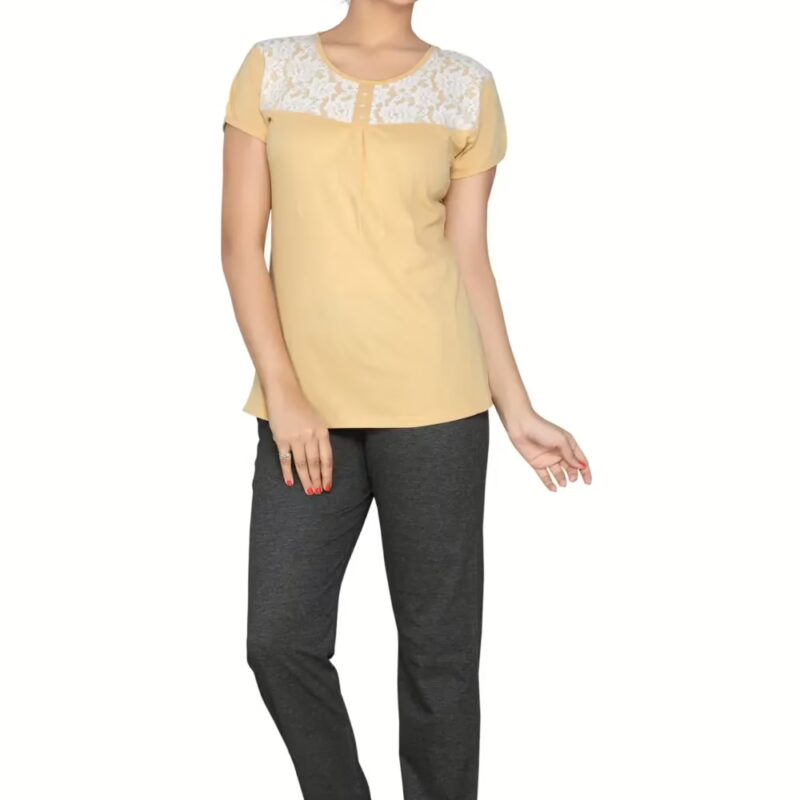 Town Girl-Light Color Top Solid Color Pyjama Night Suit
