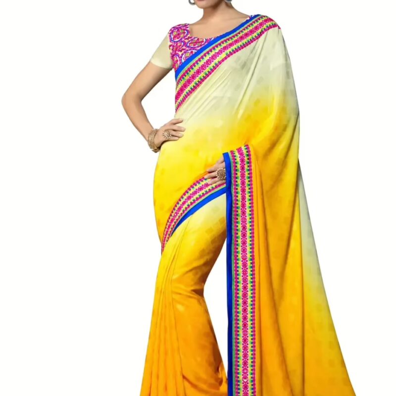 Mizzoli Wonderful Light Yellow Georgette Saree