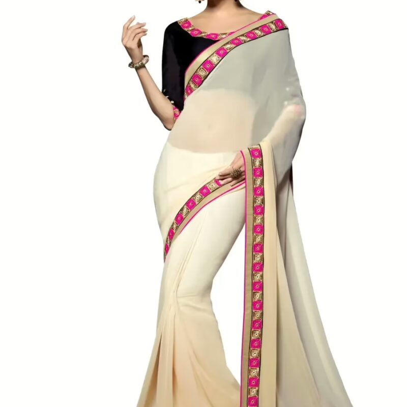 Mizzoli Glorious Off-White Georgette Saree