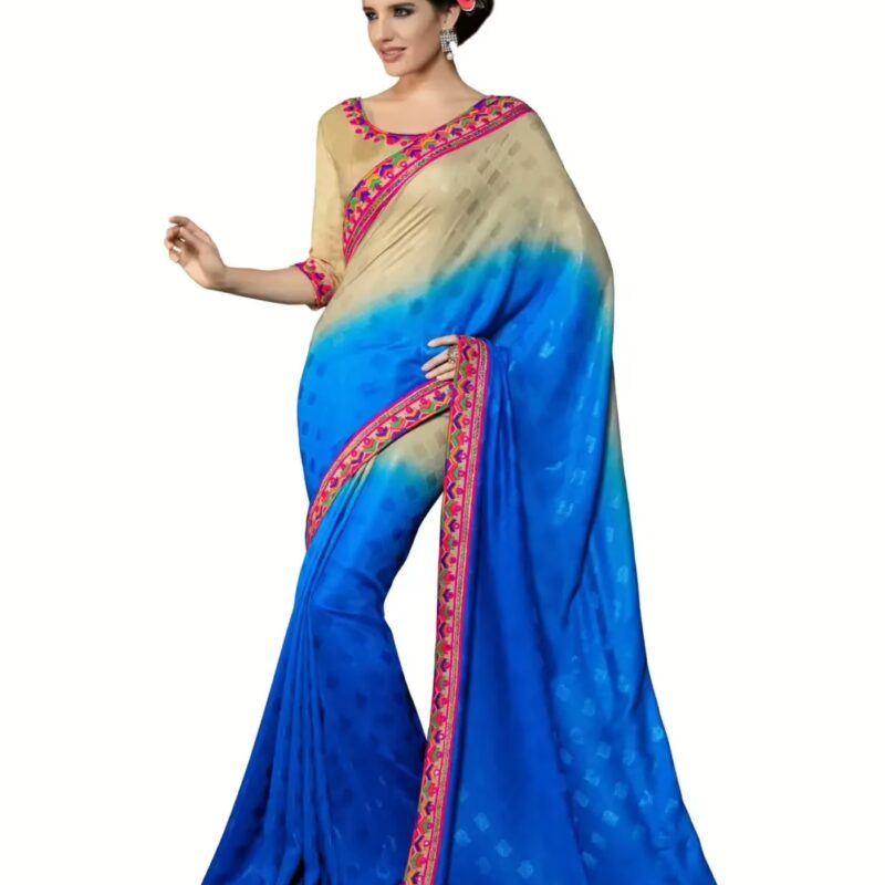 Mizzoli Spectacular Blue Georgette Saree
