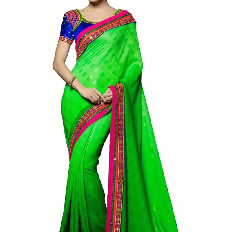 Mizzoli Trendy Green Georgette Saree