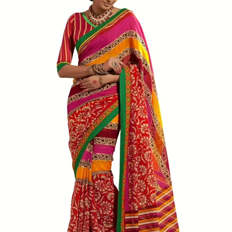 Mizzoli Awesome Multi-Color Linen Silk Saree