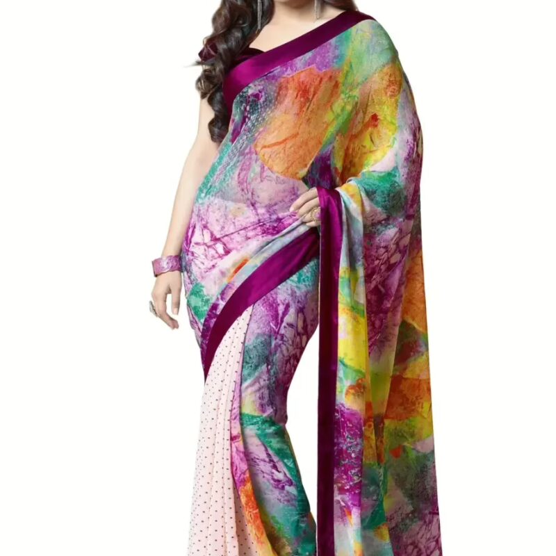 Mizzoli Multi Georgette Casual Print Saree