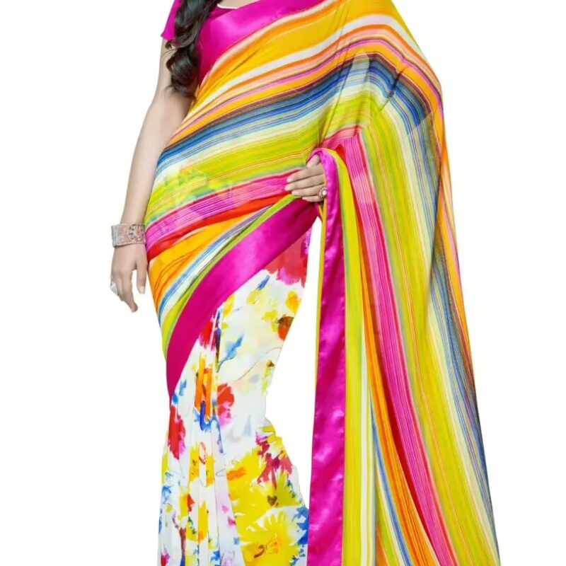 Mizzoli Multi Georgette Casual Print Saree