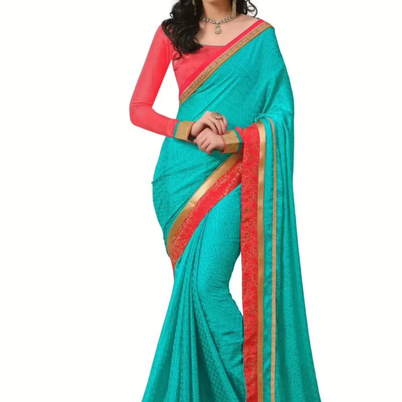 Mizzoli Traditional Turquoise Silk Casual Saree