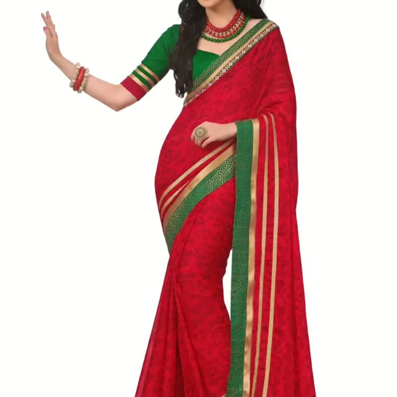 Mizzoli Maroon Printed Casual Saree