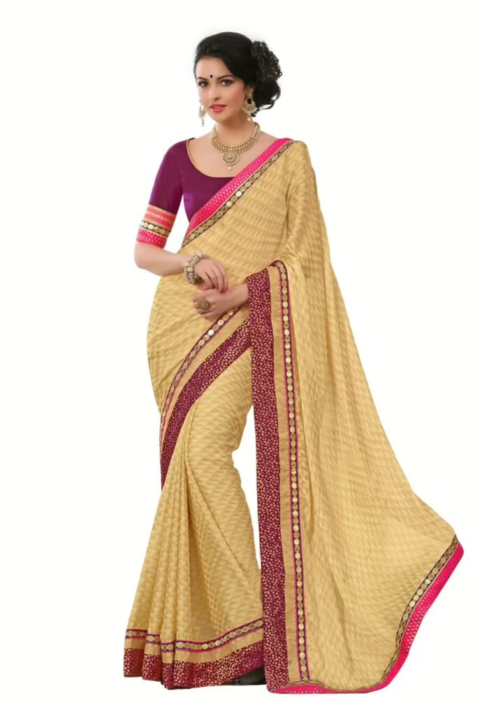 Mizzoli Beige Casual Printed Saree
