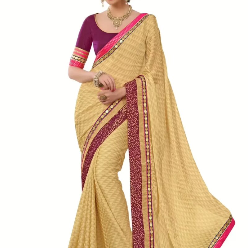 Mizzoli Beige Casual Printed Saree
