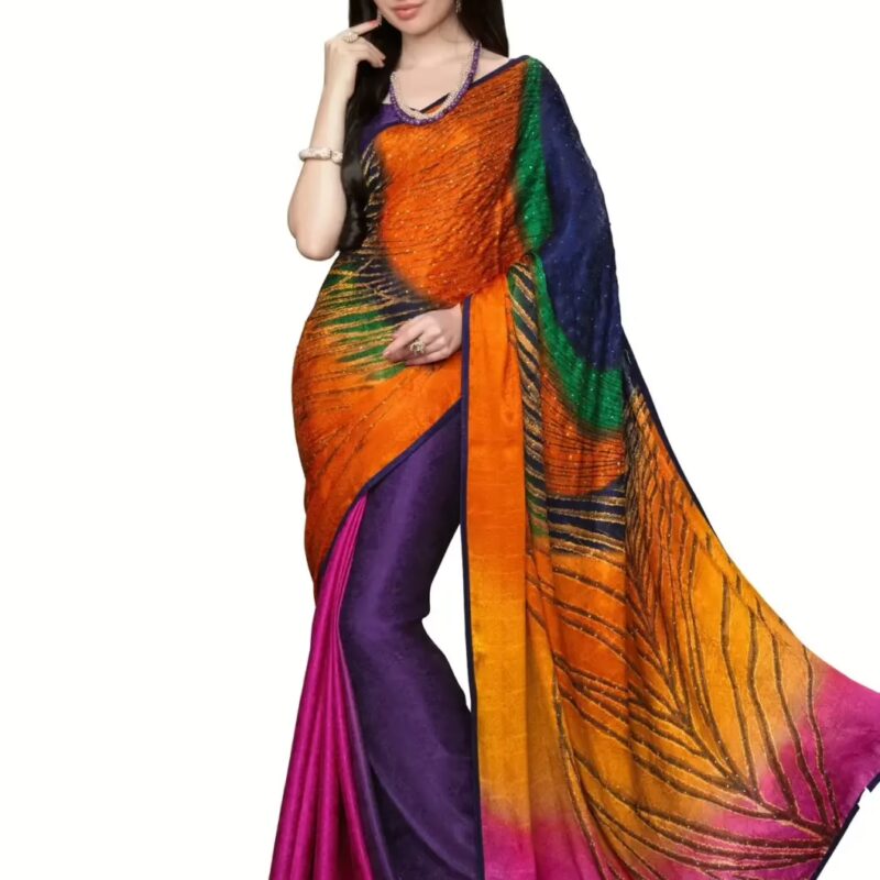 Mizzoli Multicolor Silk Jacquard Saree With Blouse