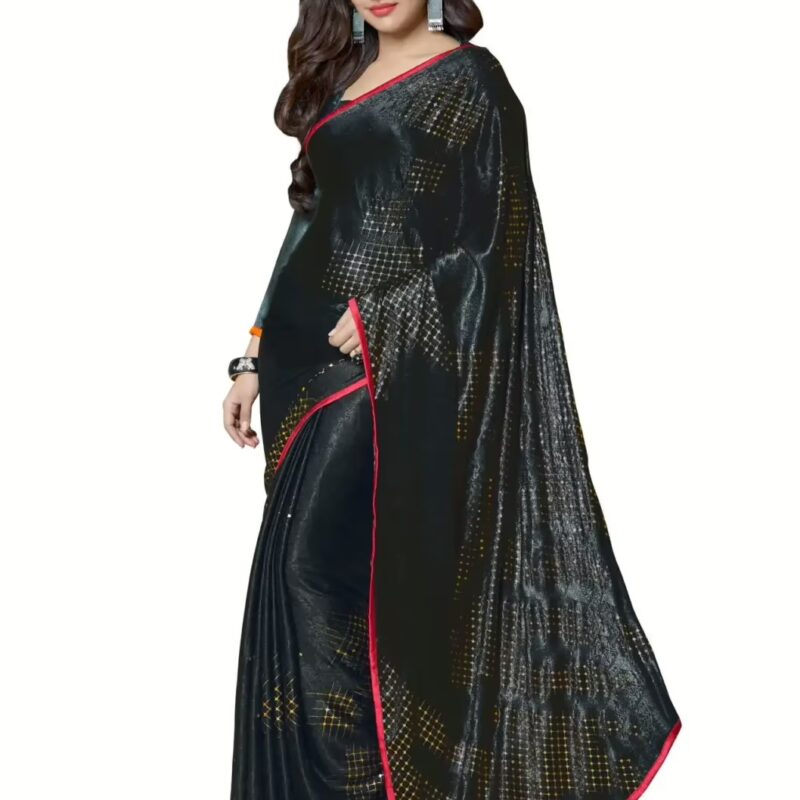 Mizzoli Black Silk Jacquard Saree With Blouse