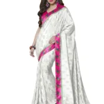 Mizzoli White Silk Jacquard Saree With Blouse