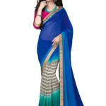 Mizzoli Smashing Blue & Green Shade Half & Half Style Saree