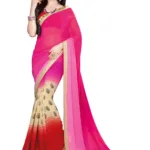 Mizzoli Smashing Rose Shade Half & Half Style Saree