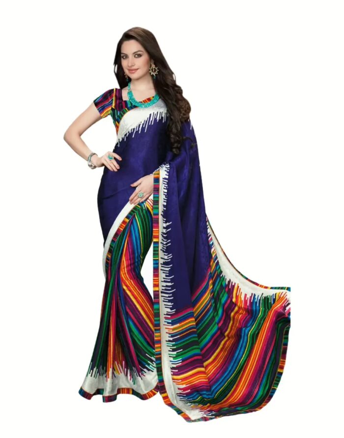 Mizzoli Smashing Red & White Shade Half & Half Style Saree