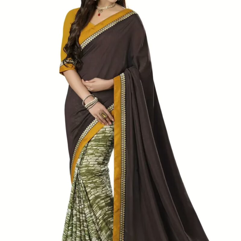 Mizzoli Black Designer Georgette Printed Sarees