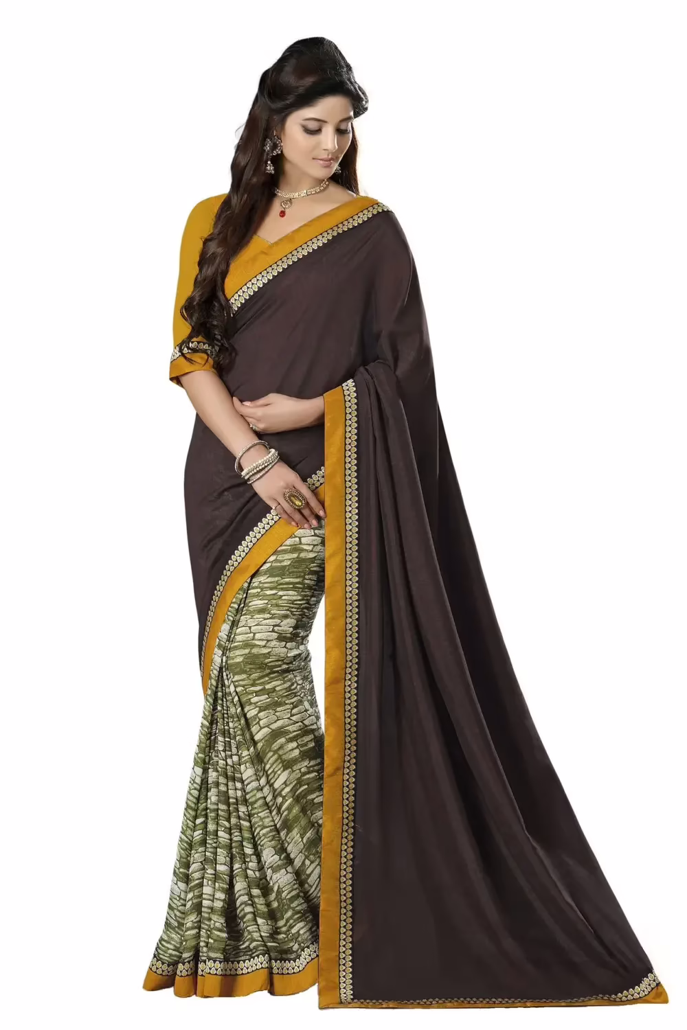 Mizzoli Black Designer Georgette Printed Sarees