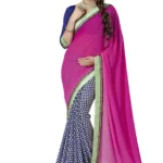 Mizzoli Pink Designer Georgette Printed Sarees