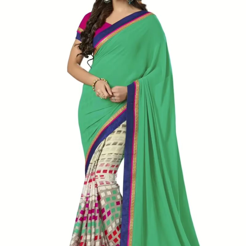 Mizzoli Green Designer Georgette Printed Sarees