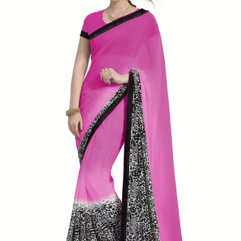 Mizzoli Pink  Designer Georgette Printed Sarees