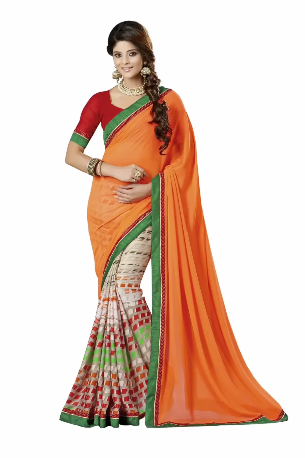 Mizzoli Yellow Designer Georgette Printed Sarees
