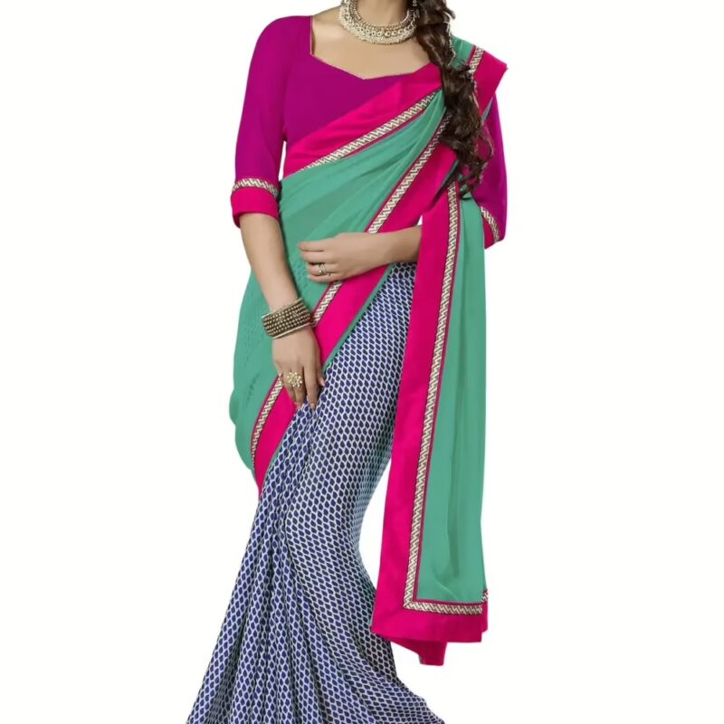 Mizzoli Grey Designer Georgette Printed Sarees