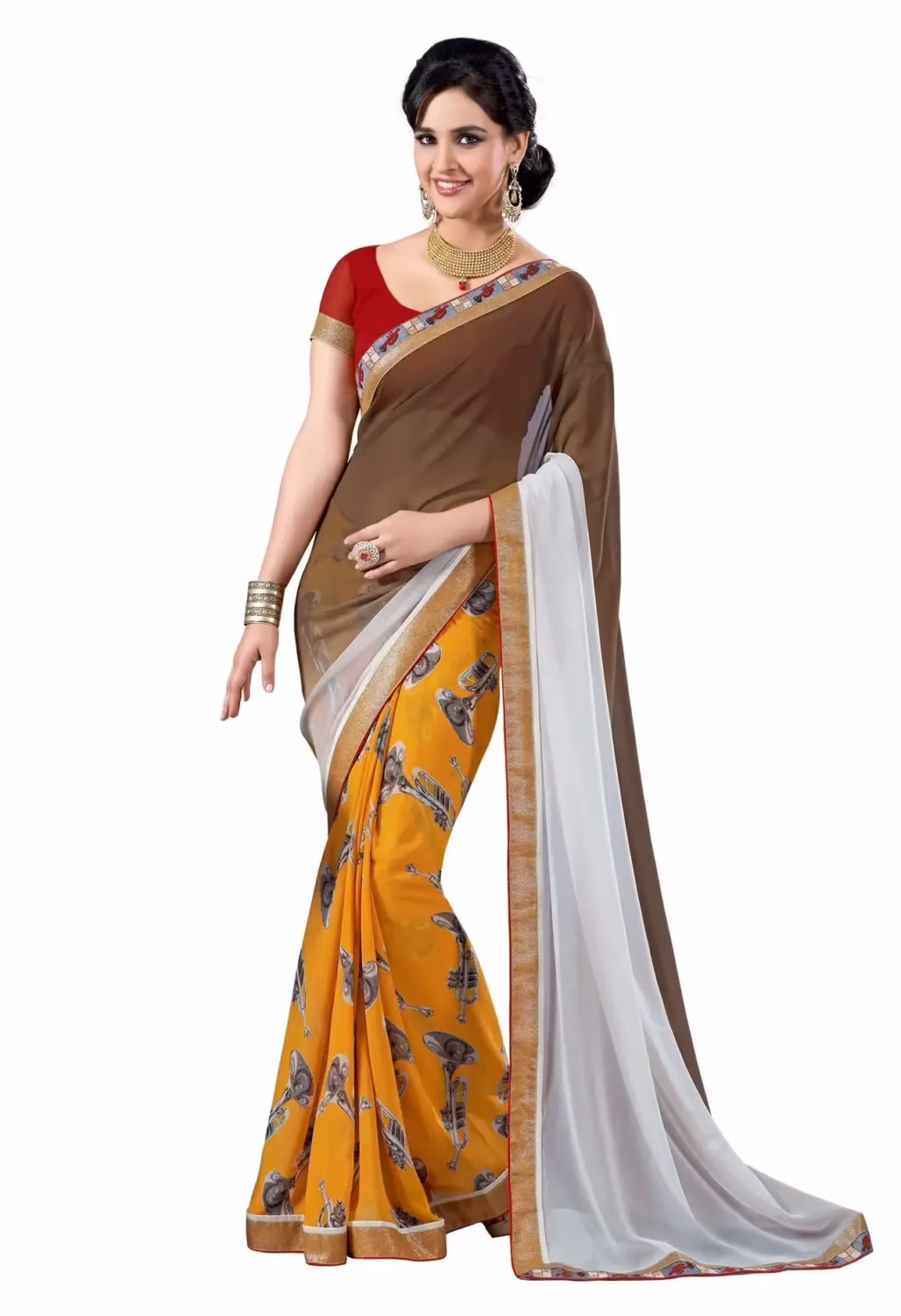 Mizzoli Multi Designer Georgette Printed Sarees