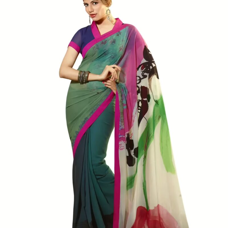 Mizzoli Multi Designer Crepe Printed Sarees