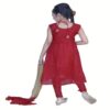 Pazaar Rose-madder Red And Peach Yellow Embroidered Festival Kids Anarkali Suit - Image 2