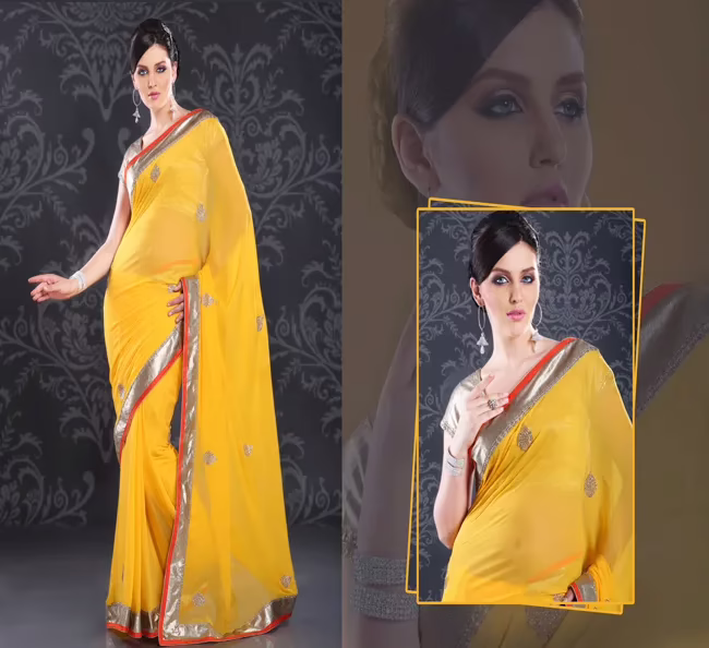 Pazaar Amber Yellow Embroidered Party Saree With Zari Thread