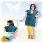 Midnight Green Printed Party Kurti