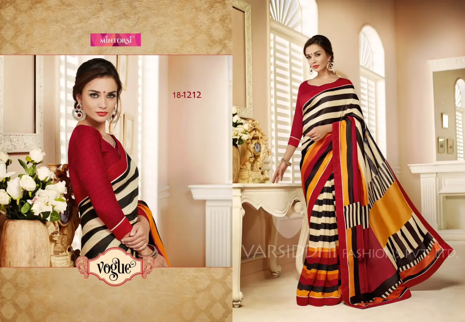 Mizzoli Multicolor Crepe Saree