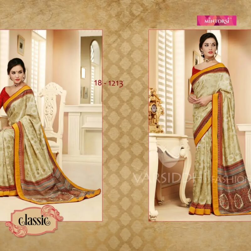 Mizzoli  Style Multicolor Crepe Saree