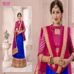 Mizzoli Blue & Rose Pink Pure Soft Net Saree