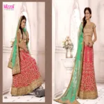 Mizzoli Pink & Light Green Pure Soft Net Saree