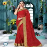Shringar Red New Fancy Net Saree