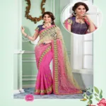 Sayna 2 Cream Pink New Fancy Net,Georgette Saree
