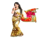 Rock-Fashion Multi Colour Weightless Printed  Work Saree