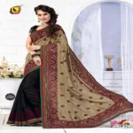 Kangana Chiku & Black Dupion Silk Saree