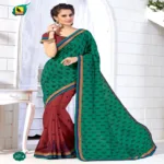 Kangana Green & Brown Dupion Silk Saree