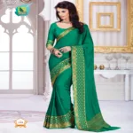 Sindoor 2 Dark Green New Fancy Crepe Saree